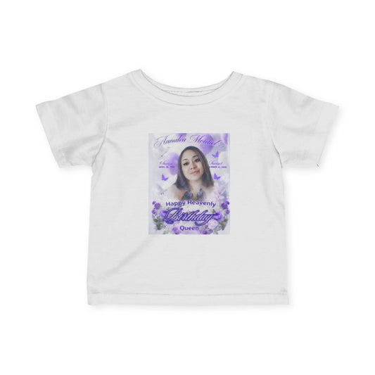 Infant Tee — Memorial Photo Design “Happy Heavenly Birthday” Keepsake